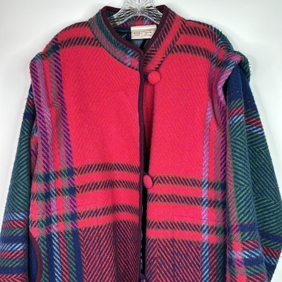 Vintage Riss Modell Bjorke Norway Pink Wool Button Lined Jacket Large - Picture 2 of 10